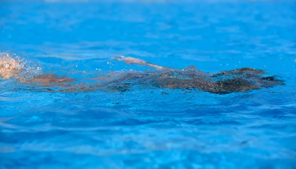 Kind Schwimmt Unter Wasser Pool — Stockfoto