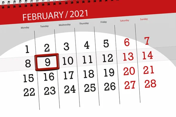 Προγραμματιστής Ημερολογίου Για Μήνα Φεβρουάριο 2021 Καταληκτική Ημερομηνία Δευτέρα — Φωτογραφία Αρχείου