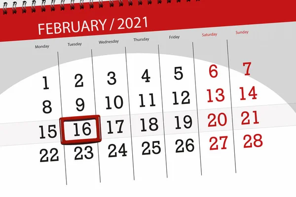 Calendario Mese Febbraio 2021 Giorno Scadenza Martedì — Foto Stock