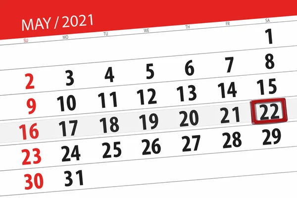 Kalenderblatt Für Den Monat Mai 2021 Deadline Samstag — Stockfoto