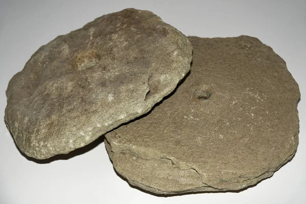 Ancient Stone Millstones Grinding Grain Isolate — Stock Photo, Image