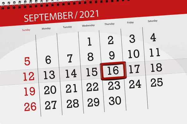 Kalender Planerare För Månaden September 2021 Deadline Dag Torsdag — Stockfoto