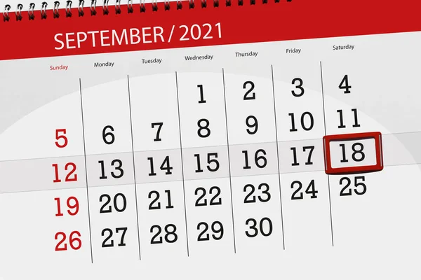 Calendário Planejador Para Mês Setembro 2021 Data Limite Sábado — Fotografia de Stock