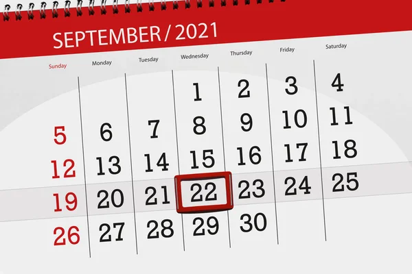 Kalender Planerare För Månaden September 2021 Deadline Dag Onsdag — Stockfoto