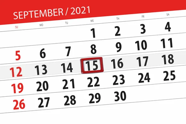 Kalender Planerare För Månaden September 2021 Deadline Dag Onsdag — Stockfoto