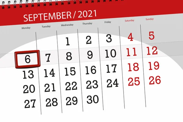Προγραμματιστής Ημερολογίου Για Μήνα Σεπτέμβριος 2021 Καταληκτική Ημερομηνία Δευτέρα — Φωτογραφία Αρχείου