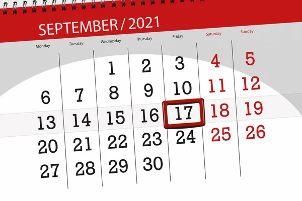 Planer Kalendarza Miesiąc Wrzesień 2021 Termin Składania Wniosków Piątek — Zdjęcie stockowe