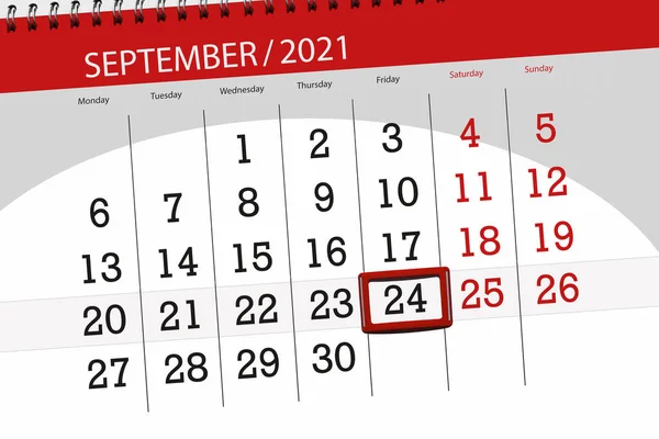 Kalenderplaner Für Den Monat September 2021 Einsendeschluss Freitag — Stockfoto