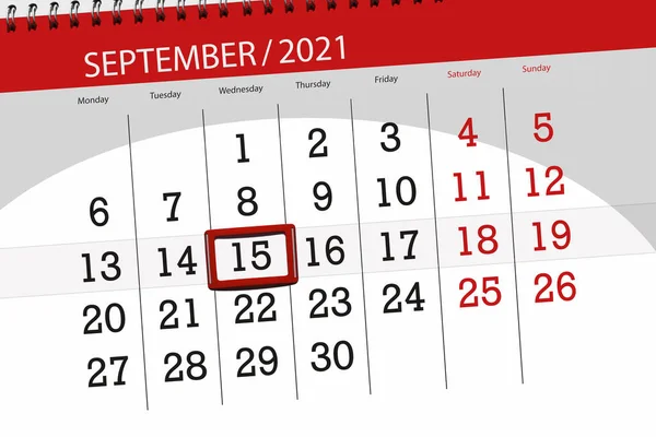 Kalender Planner Voor Maand September 2021 Deadline Dag Woensdag Stockafbeelding