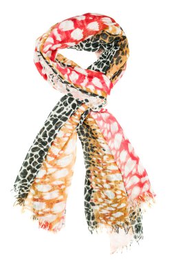 İpek eşarp. Beyaz arka plan üzerinde izole bej İpek eşarp