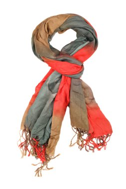 İpek eşarp. Beyaz arka plan üzerinde izole bej İpek eşarp