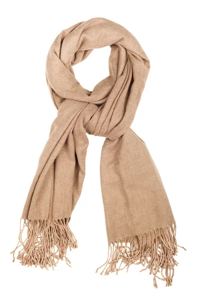 Sidenscarf. Beige sidenscarf isolerad på vit bakgrund — Stockfoto