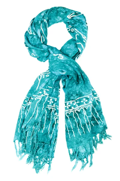 Sidenscarf. Blå silk scarf isolerade på vit bakgrund — Stockfoto