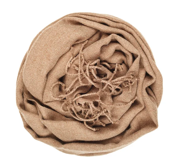 Sidenscarf. Beige sidenscarf isolerad på vit bakgrund — Stockfoto