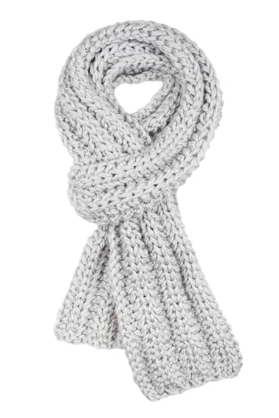 羊毛围巾。孤立在白色背景上的灰色围巾. 免版税图库照片