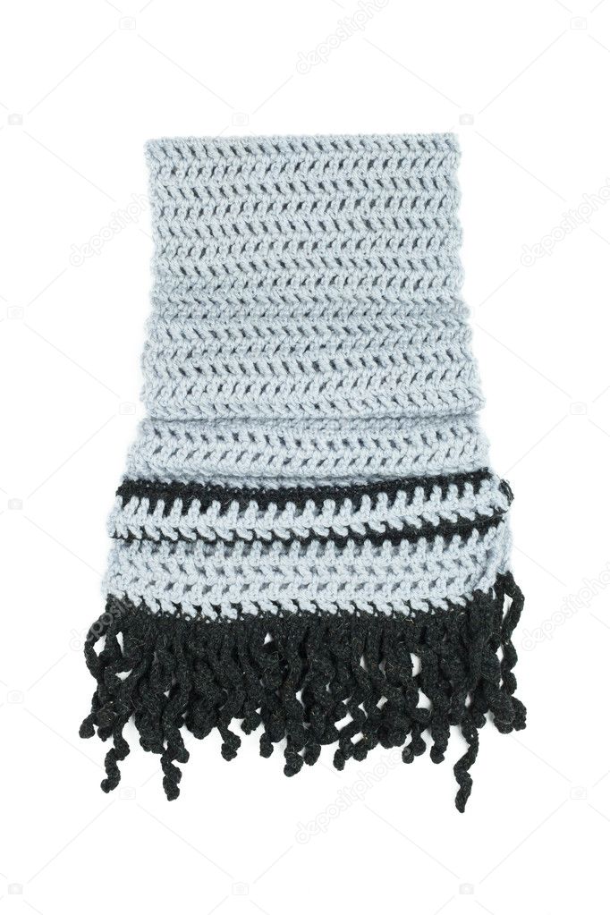 Gray wool scarf isolated on white background
