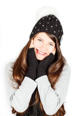 Girl in winter hat and scarf clipart