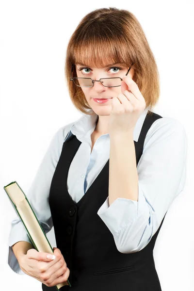 Teacher. Portrait of girl with a book — Stock Photo, Image