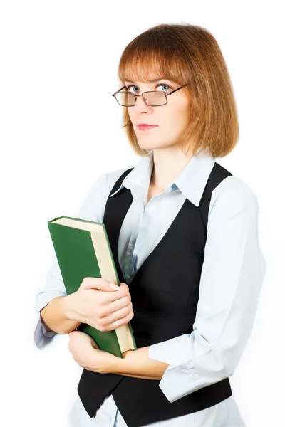 Lehrer. Porträt eines Mädchens mit einem Buch — Stockfoto