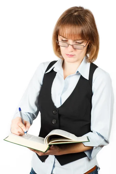 Učitel. Portrét dívky s knihou — Stock fotografie
