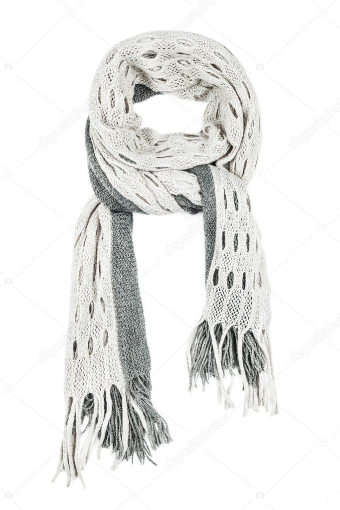Woolen scarf isolated on white background.