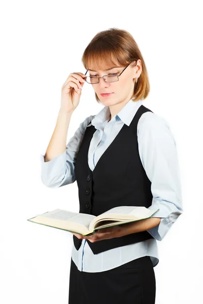 Lehrer. Porträt eines Mädchens mit einem Buch — Stockfoto