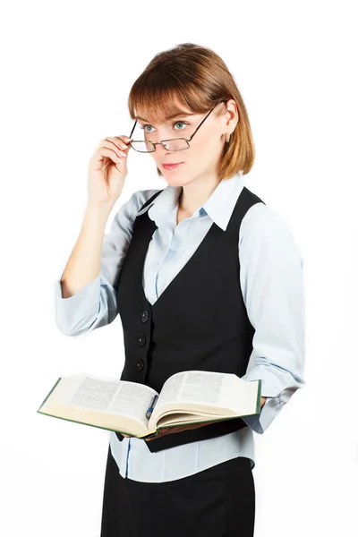 Teacher. Portrait of girl with a book — Stock Photo, Image