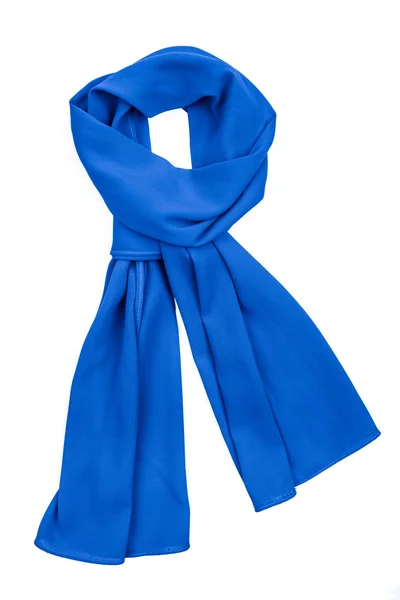 Cachecol de seda azul isolado no fundo branco — Fotografia de Stock