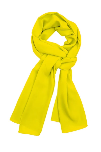 Foulard en soie jaune isolé sur fond blanc — Photo