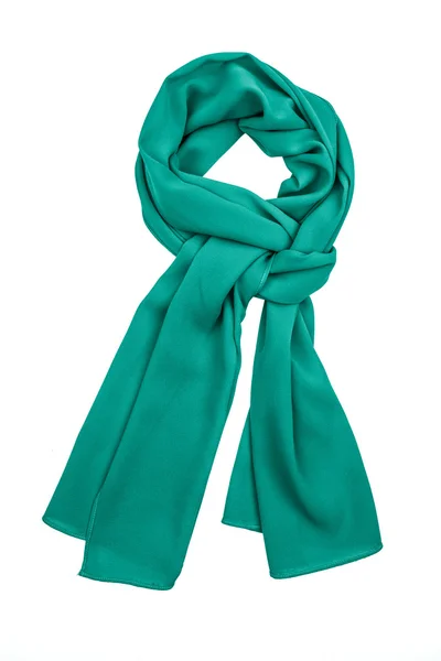 緑の絹のスカーフに孤立した白い背景 — ストック写真