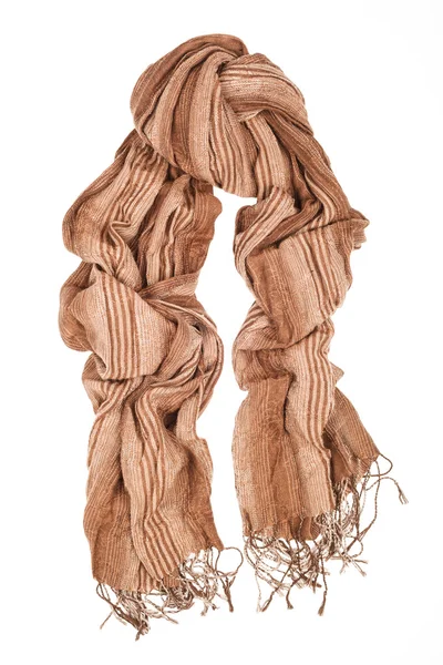 Sidenscarf. Beige sidenscarf isolerad på vit bakgrund — Stockfoto