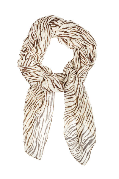 Silk scarf. Beige silk scarf isolated on white background
