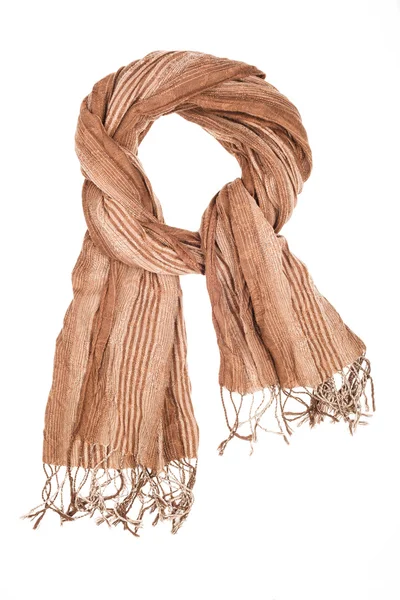 Sidenscarf. Beige sidenscarf isolerad på vit bakgrund — Stockfoto