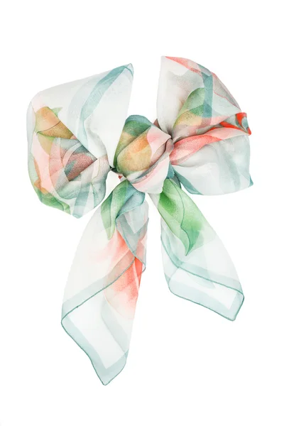 Foulard en soie. Foulard en soie bleue plié comme un nœud de bowknot — Photo