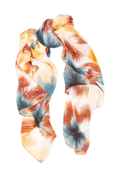 Silk scarf. Beige silk scarf isolated on white background — Stock Photo, Image