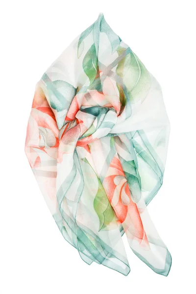 Sidenscarf. Blå silk scarf isolerade på vit bakgrund — Stockfoto