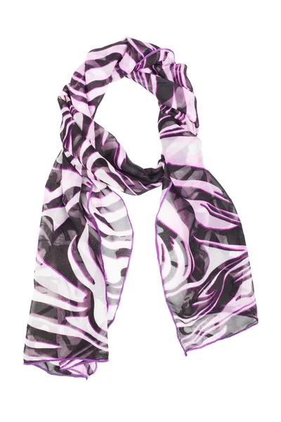 真丝围巾。孤立在白色背景上的淡紫色丝绸围巾 — 图库照片
