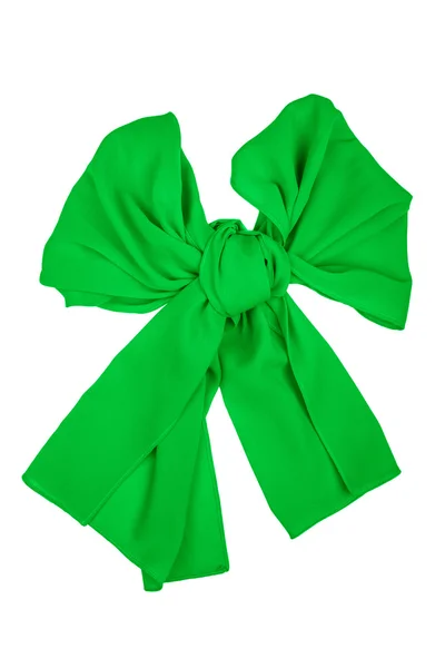 Sidenscarf. Gröna sidenscarf vikta som bowknot — Stockfoto