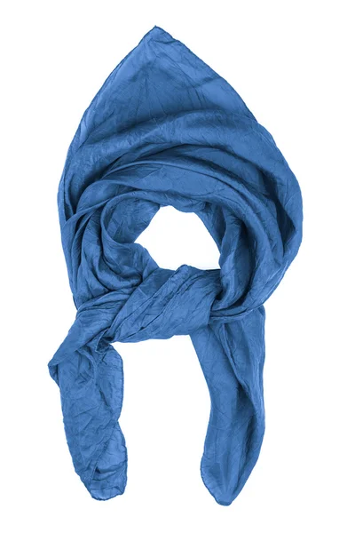 Foulard en soie. Foulard en soie bleu isolé sur fond blanc — Photo