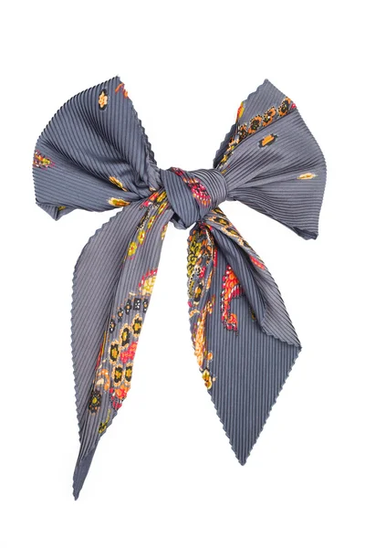 Silk scarf. Gray silk scarf folded like bowknot — Stock Photo, Image