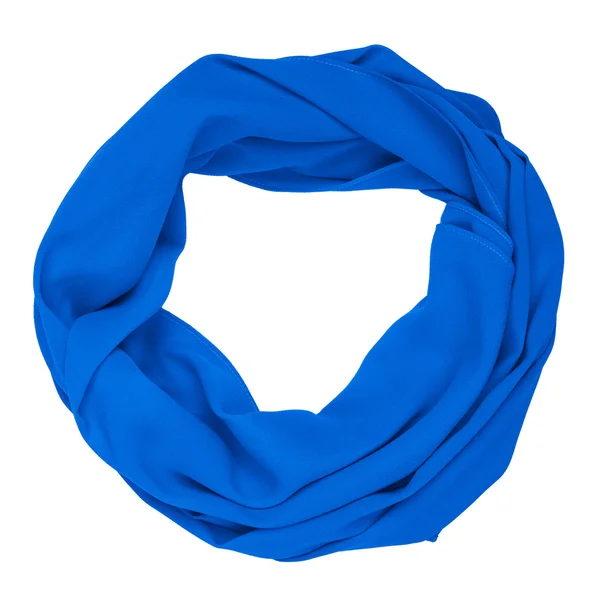 真丝围巾。蓝色丝绸围巾上孤立的白色背景 — 图库照片