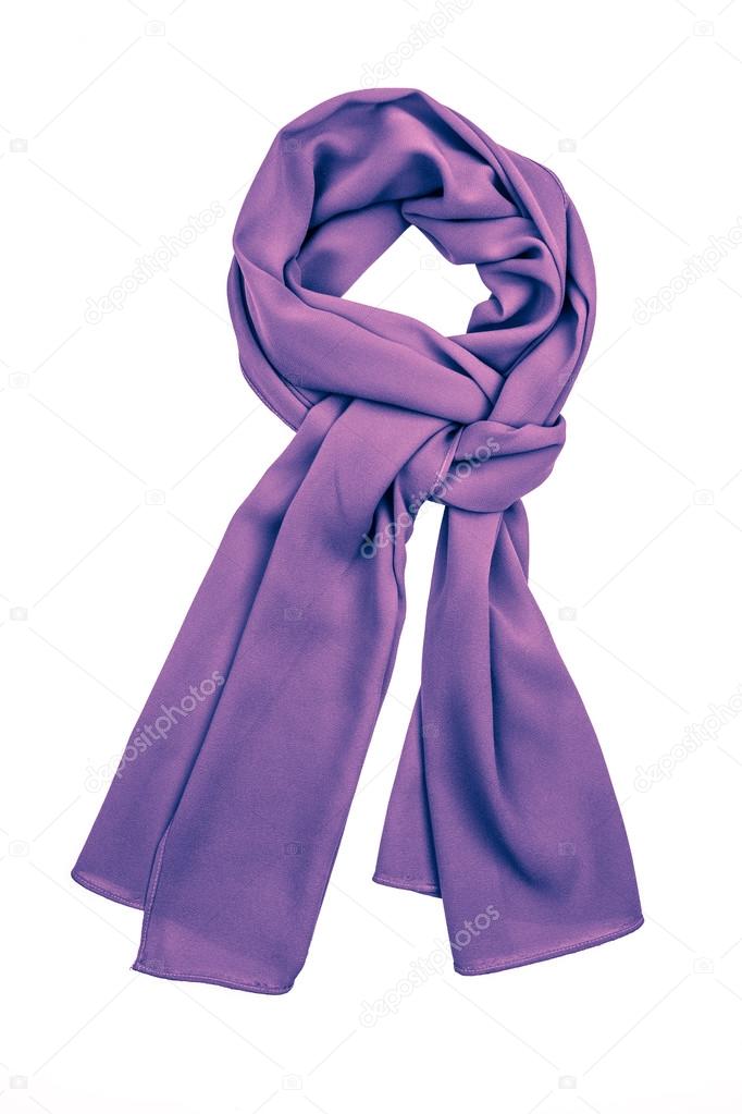 Silk scarf.  Lilac silk scarf isolated on white background