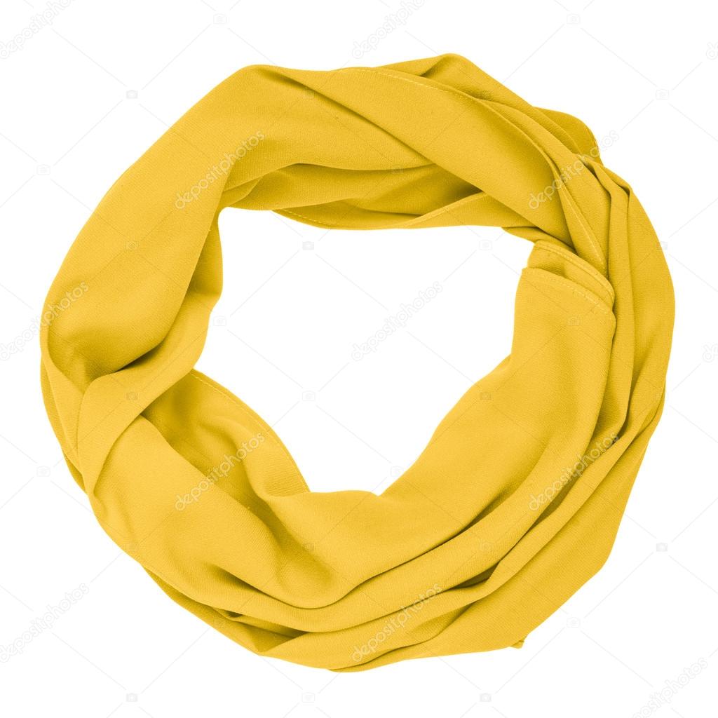 Silk scarf. Yellow silk scarf isolated on white background