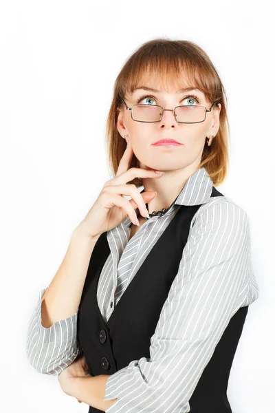 Business woman . Portrait of girl with glasses . — Stock Photo, Image