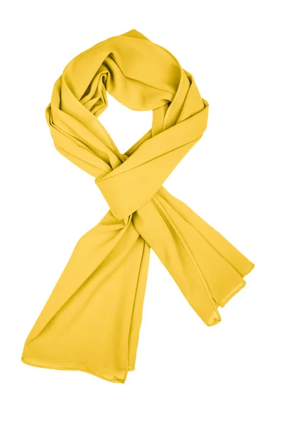Hedvábný šátek. Žluté hedvábí šátek izolované na bílém pozadí — Stock fotografie
