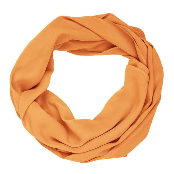絹のスカーフ。オレンジ色のシルク スカーフに孤立した白い背景 — ストック写真