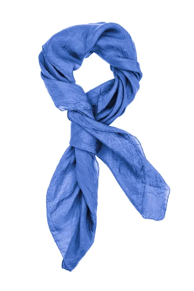 Foulard en soie. Foulard en soie bleu isolé sur fond blanc — Photo