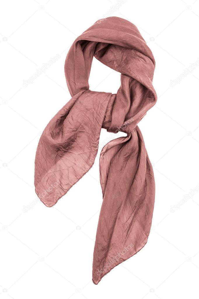 Silk scarf. Purple silk scarf isolated on white background