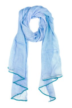 İpek eşarp. Mavi İpek eşarp izole üzerinde beyaz arka plan