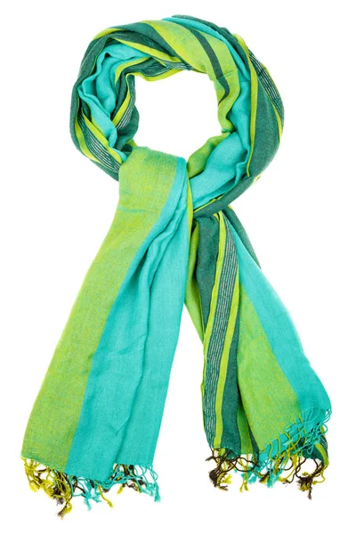 Sidenscarf. Grön silk scarf isolerade på vit bakgrund — Stockfoto